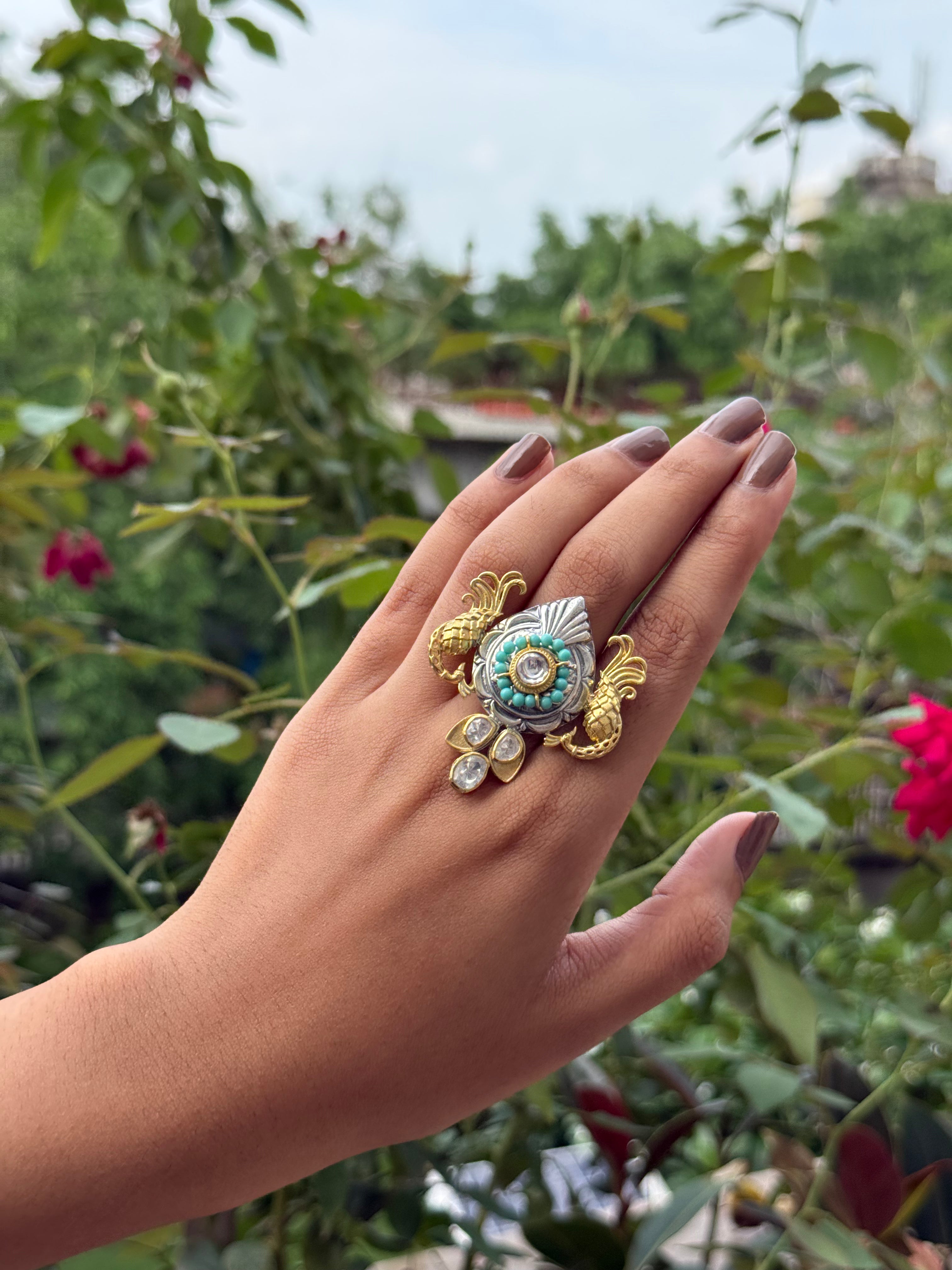 Silver Cocktail White Stone Ring